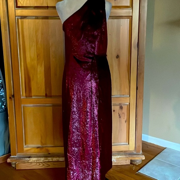 NWT TED BAKER ABINNA METALLIC ONE SHOULDER COCKTAIL DRESS SZ US 12 OR TED SZ 5 - Picture 4 of 6